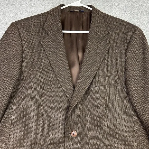 Brooks Brothers 346 Blazer Mens 41R Brown Herringbone Wool Suit Jacket READ - Picture 2 of 14